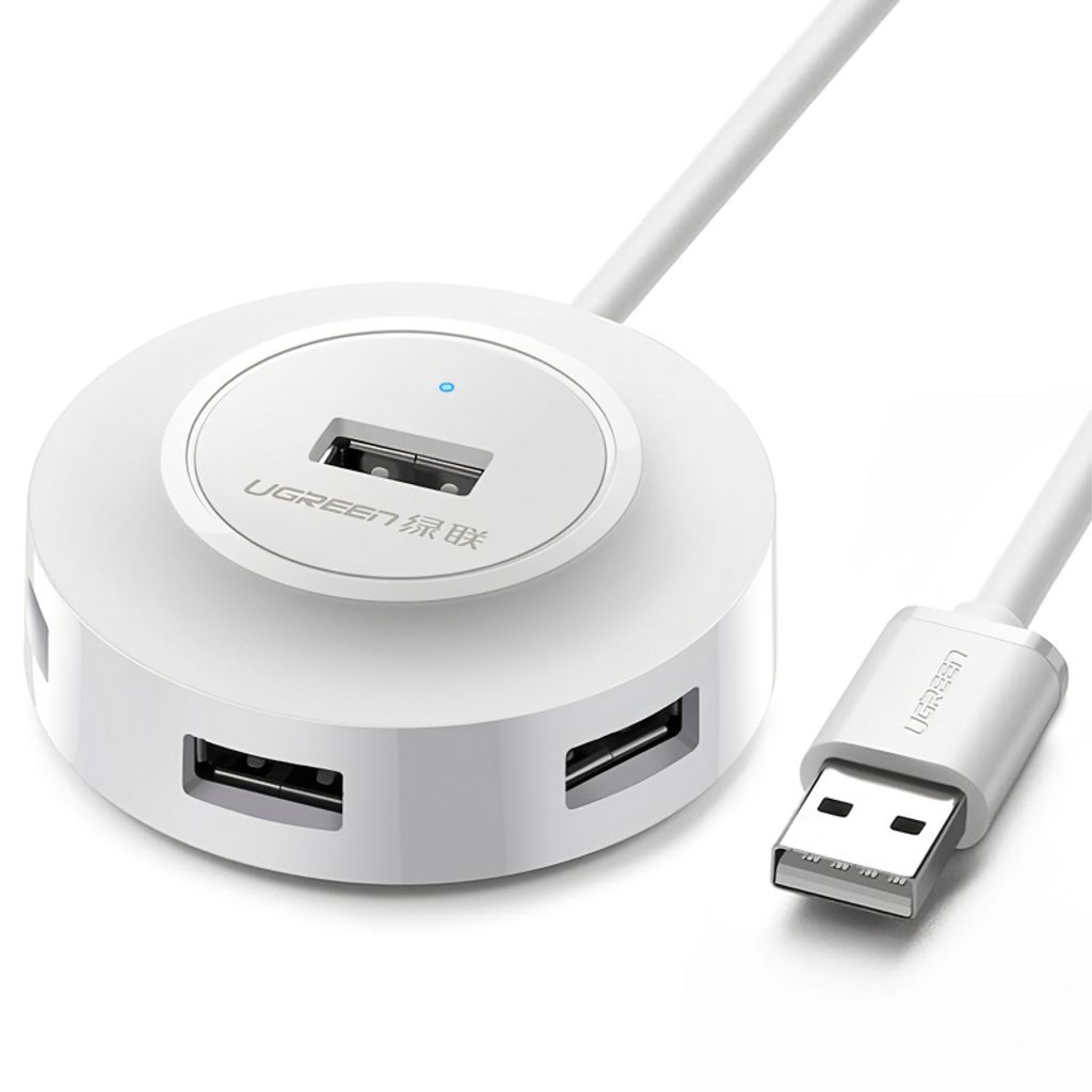 UGREEN CR106 USB-A-keskitin - 4 x USB-A 3.0, 1m - Valkoinen