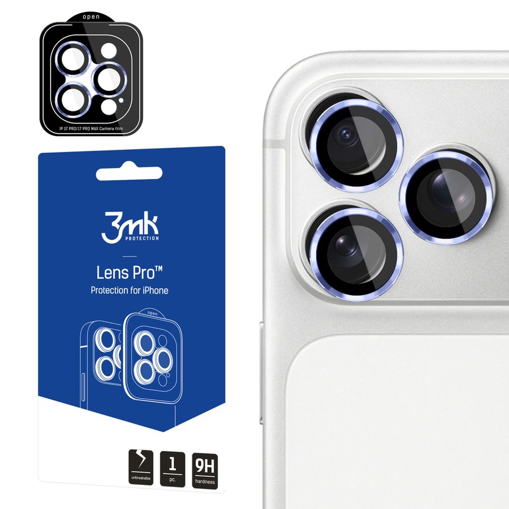 3mk Lens Protection Pro Linsebeskyttelse till iPhone 18 Pro/18 Pro Max - Lyseblå
