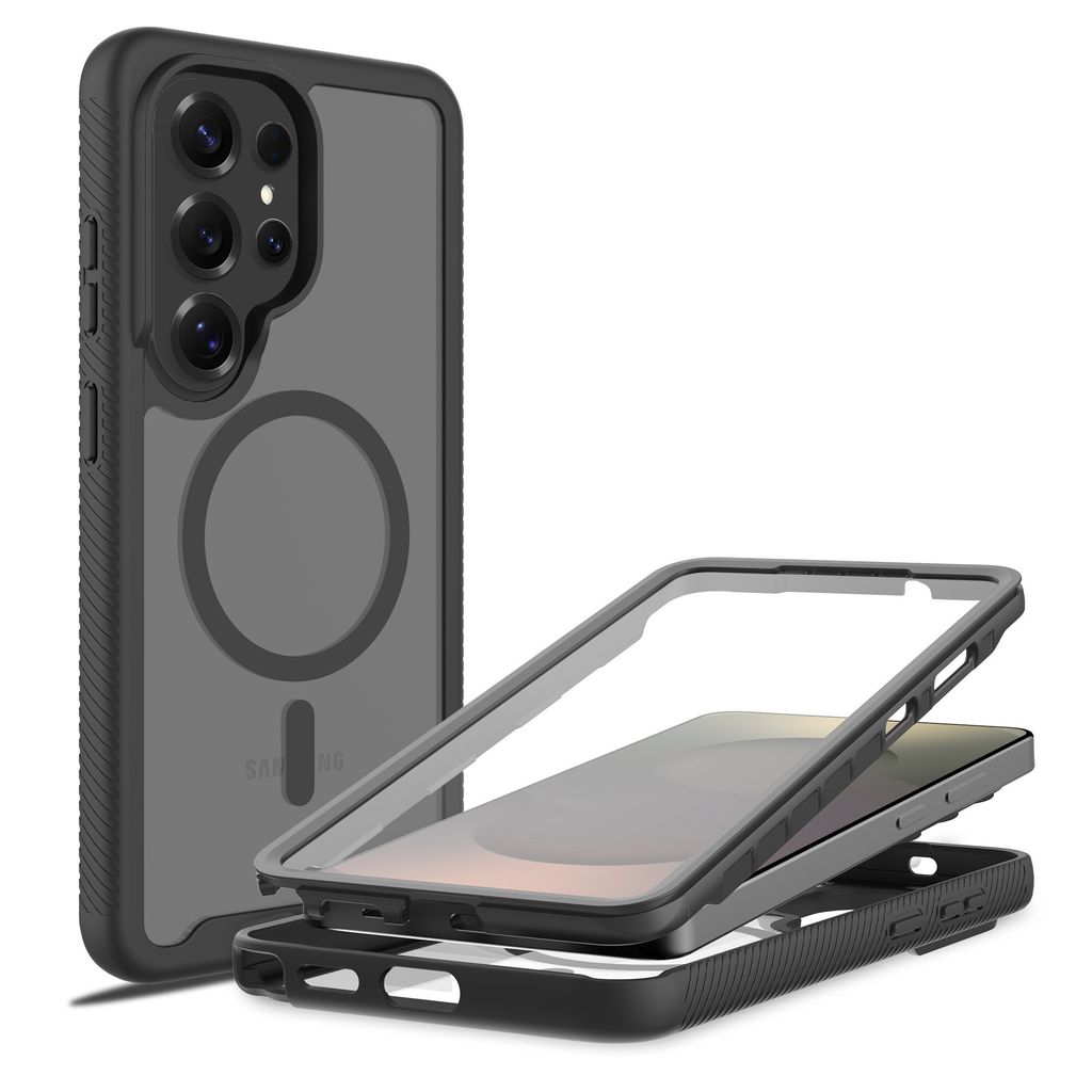 Mobique Samsung Galaxy S26 Ultra MagSafe Fuldt Beskyttende Cover - Sort/Gennemsigtig