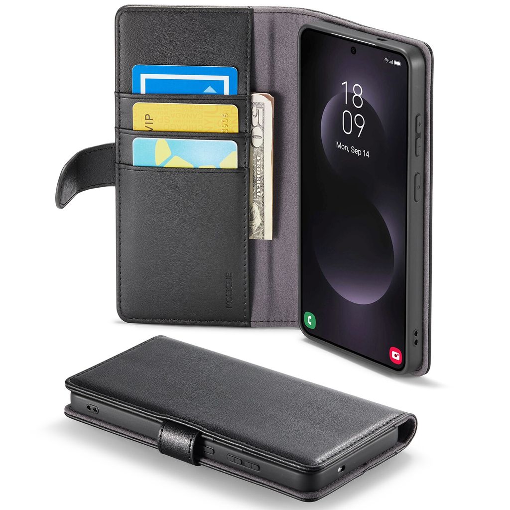 Mobique Samsung Galaxy S26 Ultra Plånboksfodral Äkta Läder – Svart