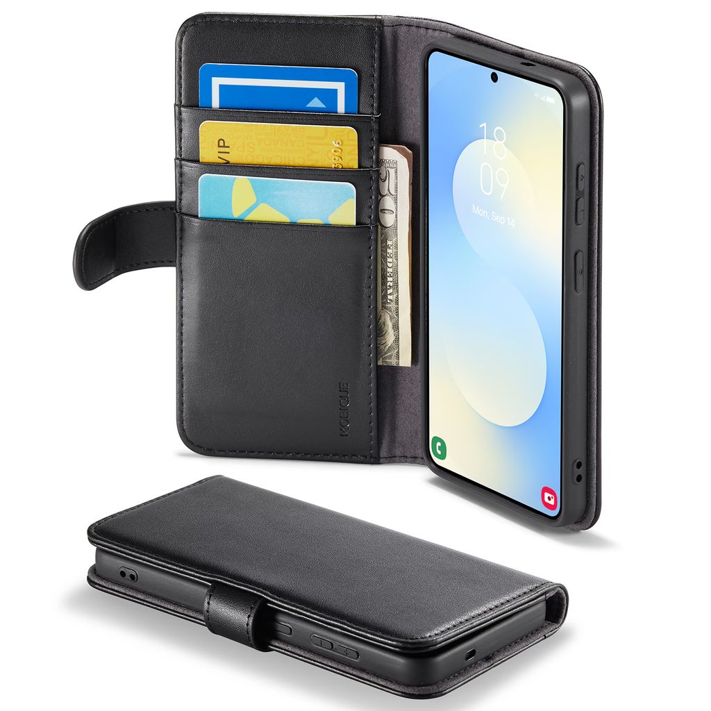 Mobique Samsung Galaxy S26 Plånboksfodral Äkta Läder – Svart