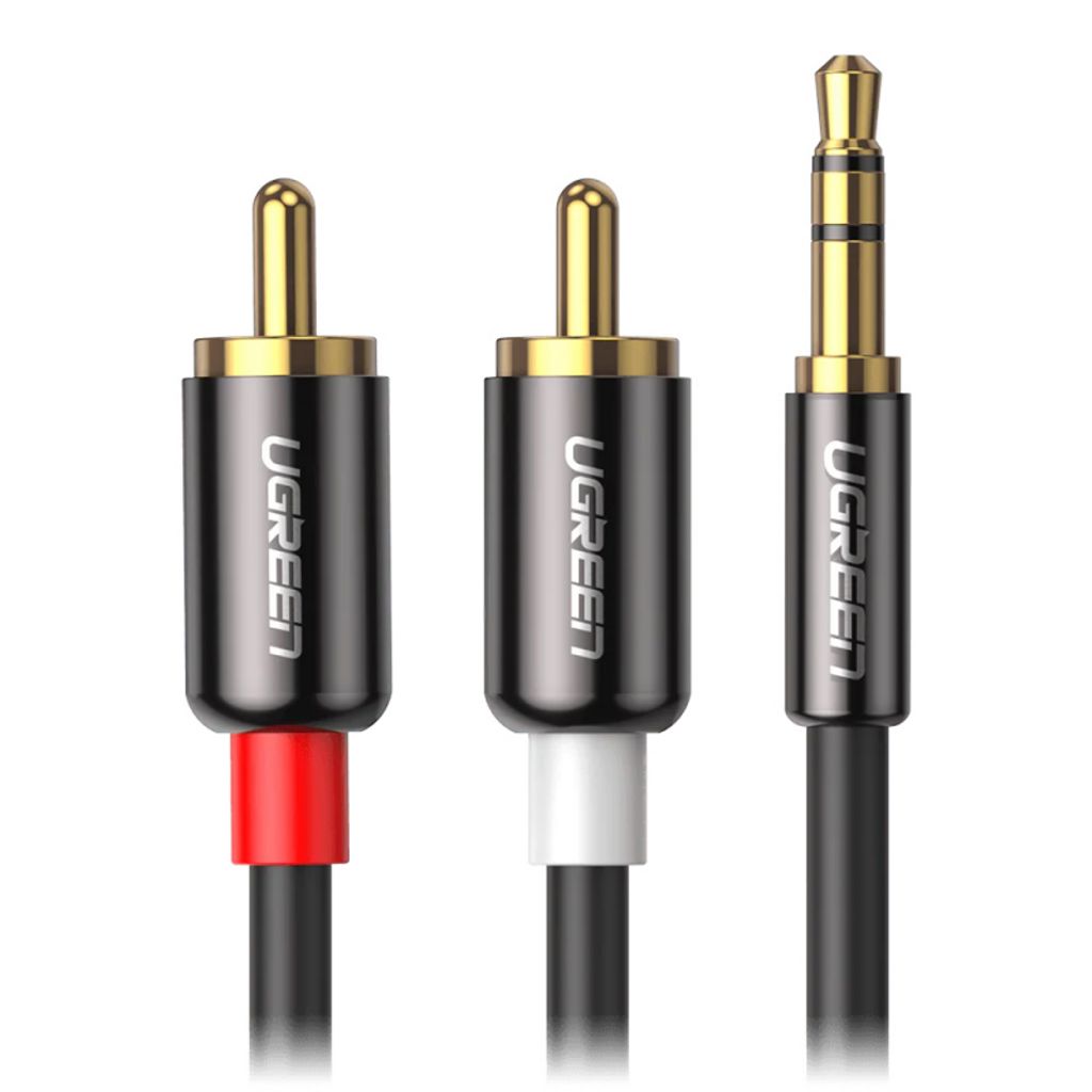 UGREEN AV116 3,5 mm til 2 x RCA lydkabel 3 m – sort