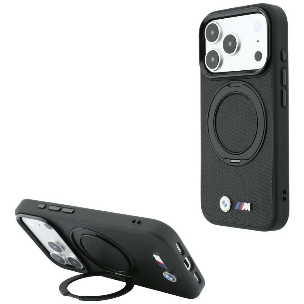 BMW Kevlar Ring Stand 360 MagSafe -kuori till iPhone 18 Pro/17 Pro - Musta