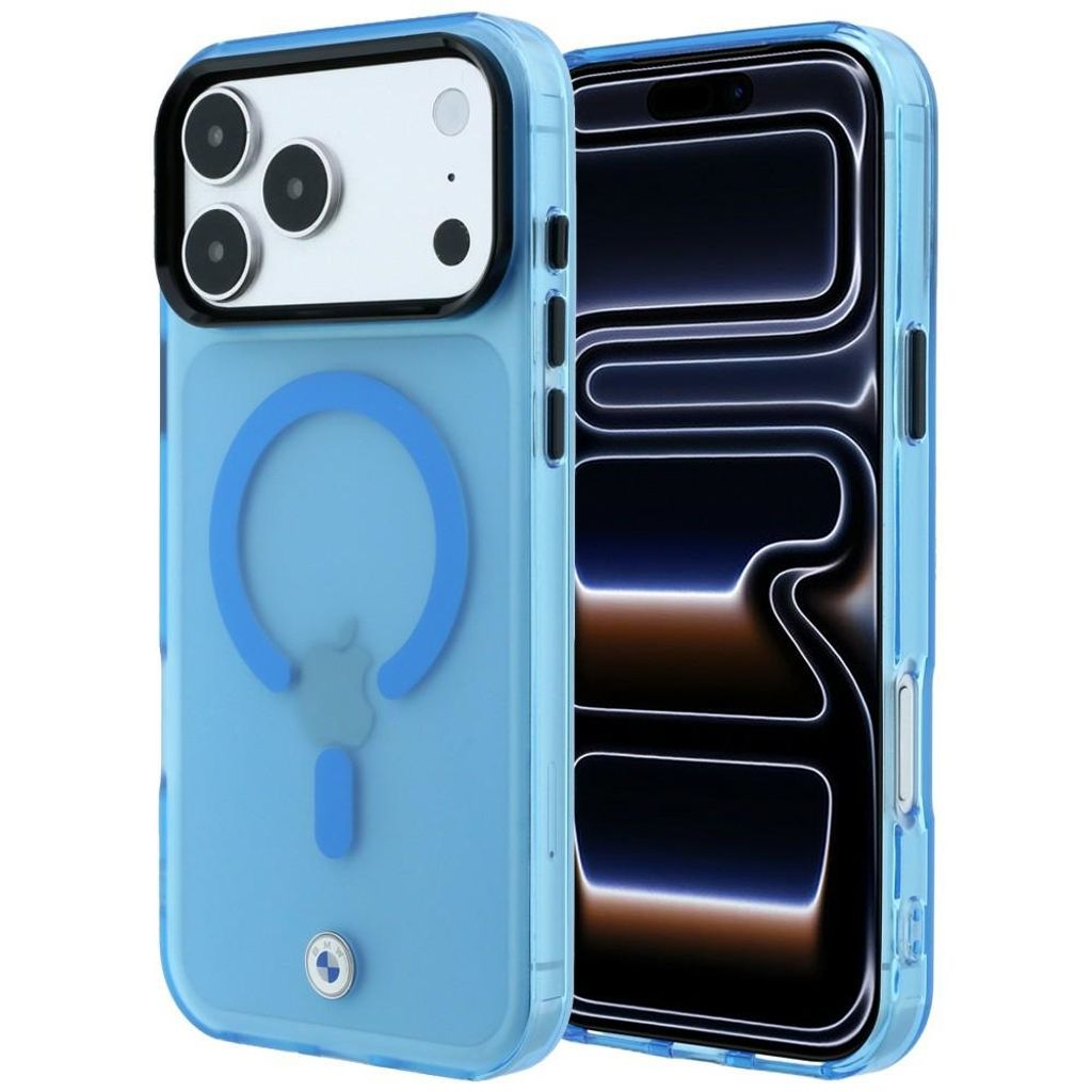 BMW Sign Frosted IML Metal Logo MagSafe -kuori till iPhone 18 Pro/17 Pro - Sininen