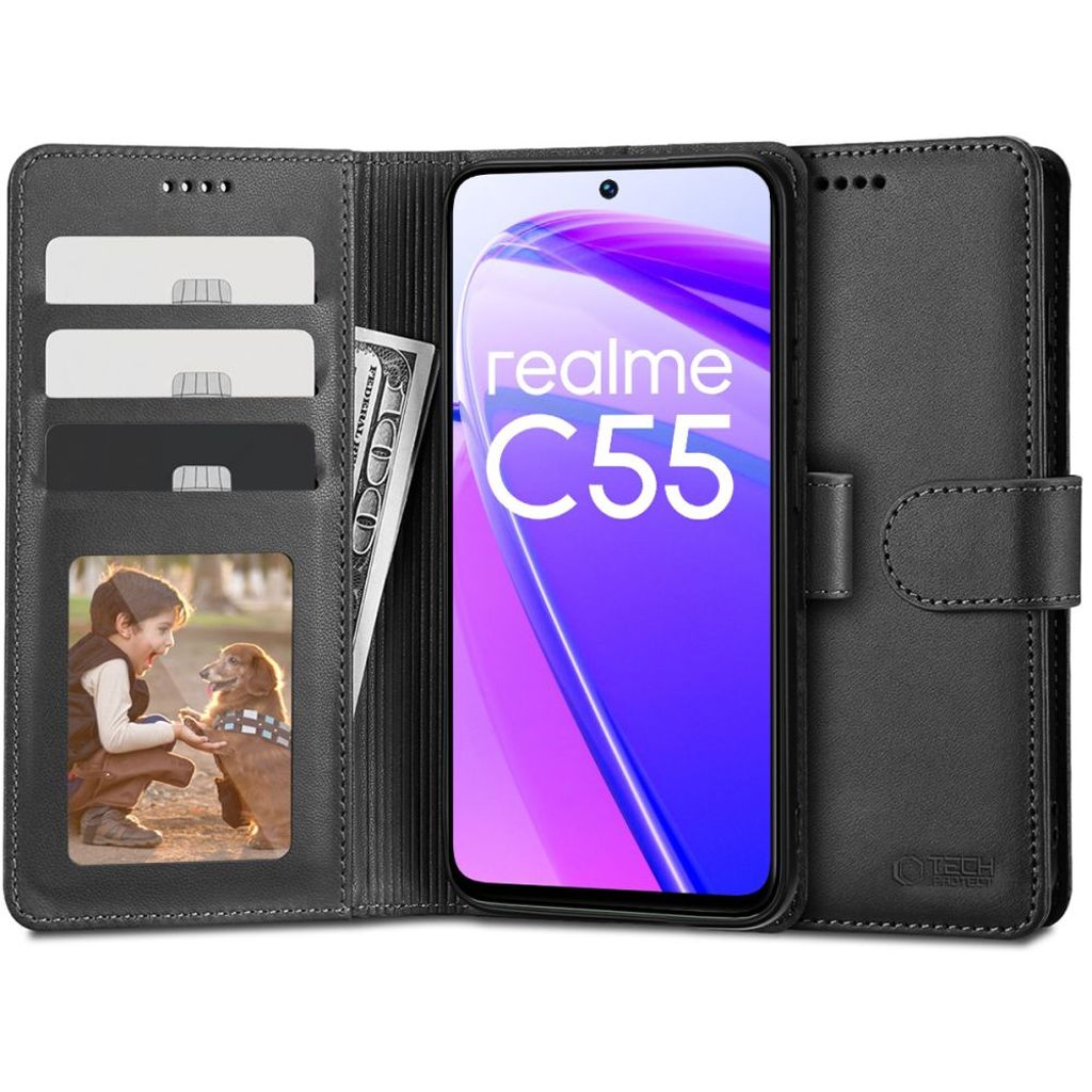 Tech-Protect Wallet Cover for Realme C55 - Black