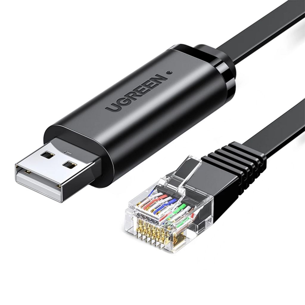 Ugreen CM204 USB-konsolikaapeli, RJ45, 3 m - musta