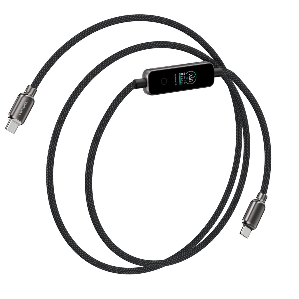 4Smarts ScreenCord USB-C ladekabel 240W, 1,2m - svart