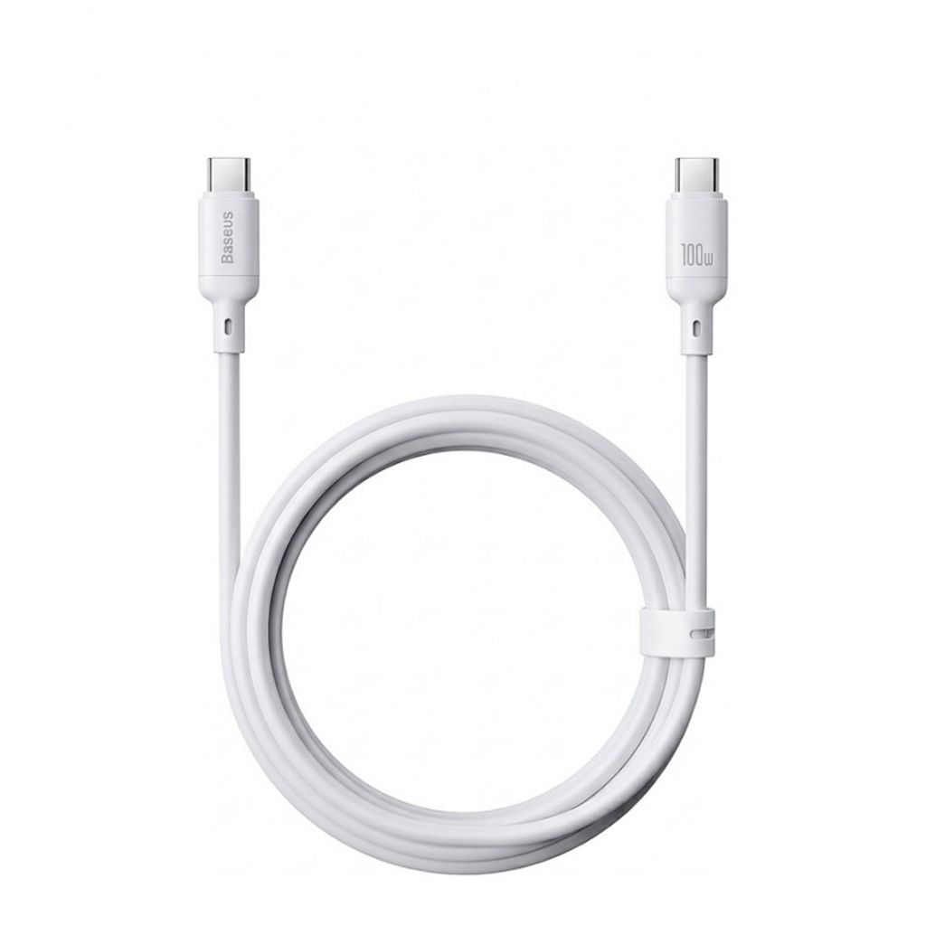 Baseus Silky USB-C - USB-C -latauskaapeli 100W 2m - Valkoinen