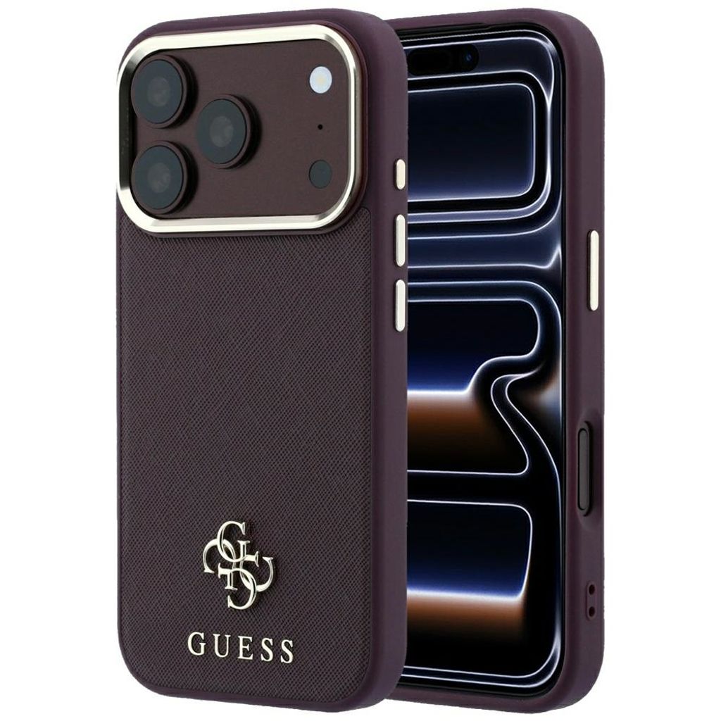 Guess Saffiano Small 4G Classic Logo MagSafe -kuori iPhone 18 Pro Max :lle - Burgundi