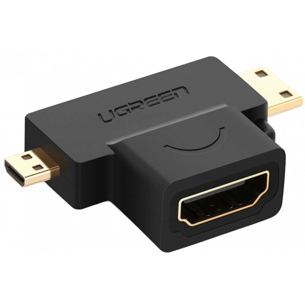 UGREEN HD129 Videoadapter miniHDMI/microHDMI til HDMI – svart