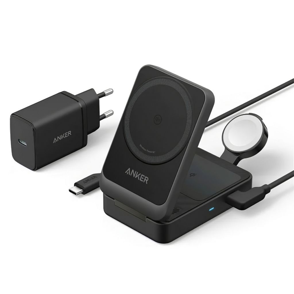 Anker MagGo 3-in-1 Trådlös Laddare 15W – Svart | Laddare - Mobilladdare - Trådlösa laddare (Qi) | Batteritema