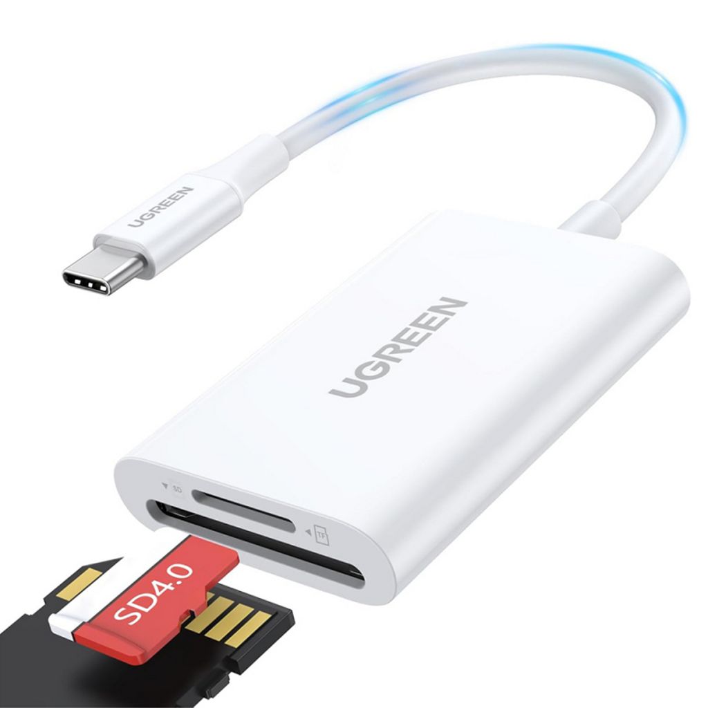 UGREEN USB-C -muistikortinlukija SD / microSD - valkoinen