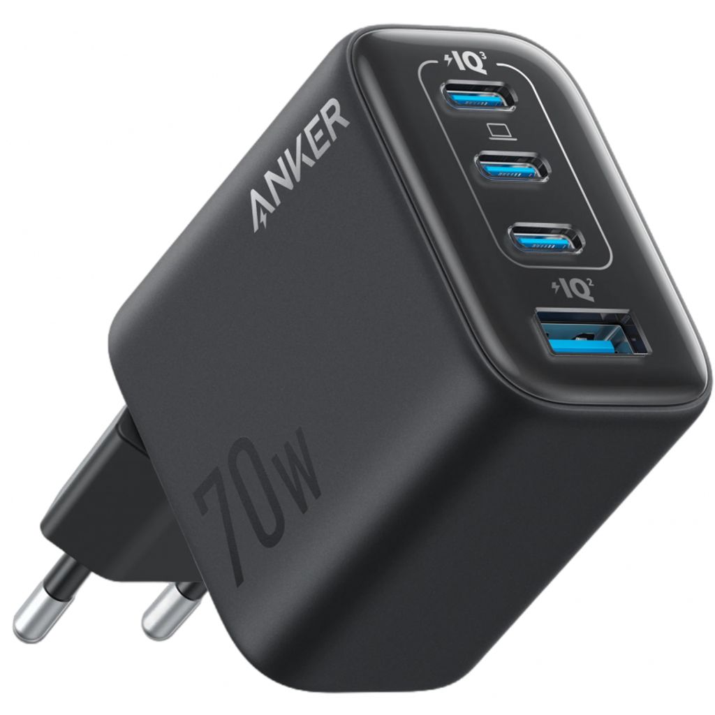 Anker Zolo väggladdare 70W, 3x USB-C, 1x USB-A – Svart