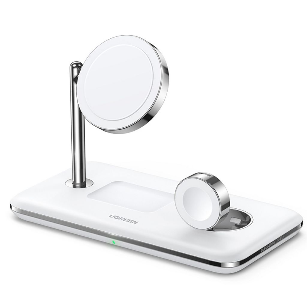 Ugreen CD278 3-i-1 trådløs lader for iPhone/Apple Watch/AirPods - hvit
