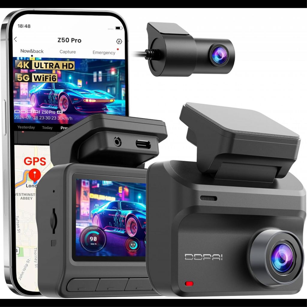DDPAI Autokamera Z50 Pro Dual etu- ja takakameralla 4K – Musta