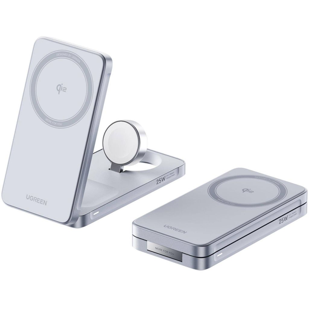 Ugreen W757 draadloze oplader 3-in-1 25W voor iPhone, Apple Watch en Airpods – Blauw