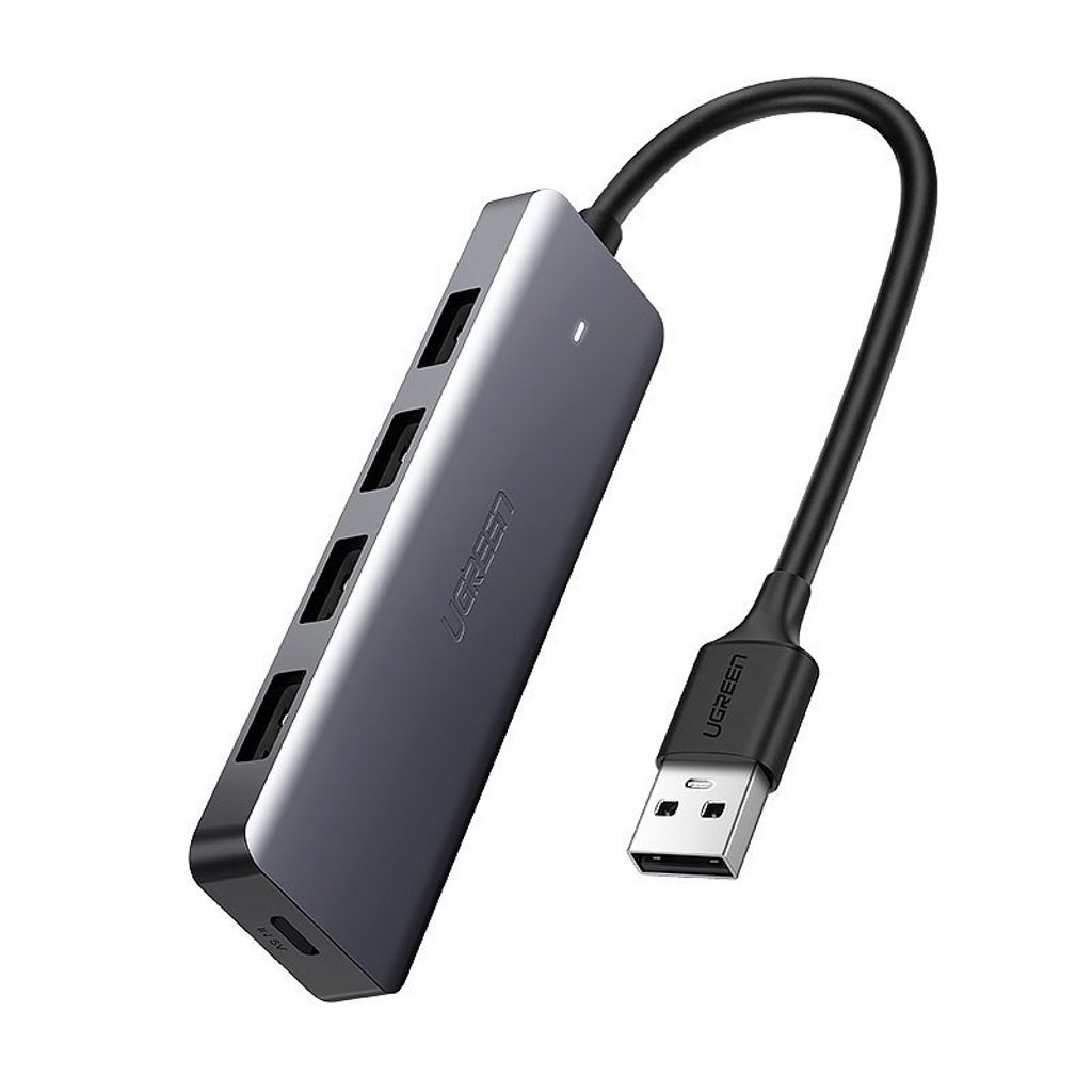 UGREEN CM219 USB-A-keskitin 4x USB-A 3.0 / 1x USB-C -liitännälle - Harmaa