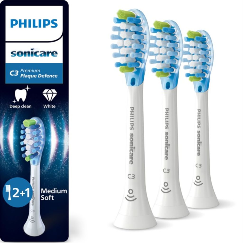 Philips Sonicare C3 Premium Plaque Defense -harjaspäät, 3 kpl - Valkoinen
