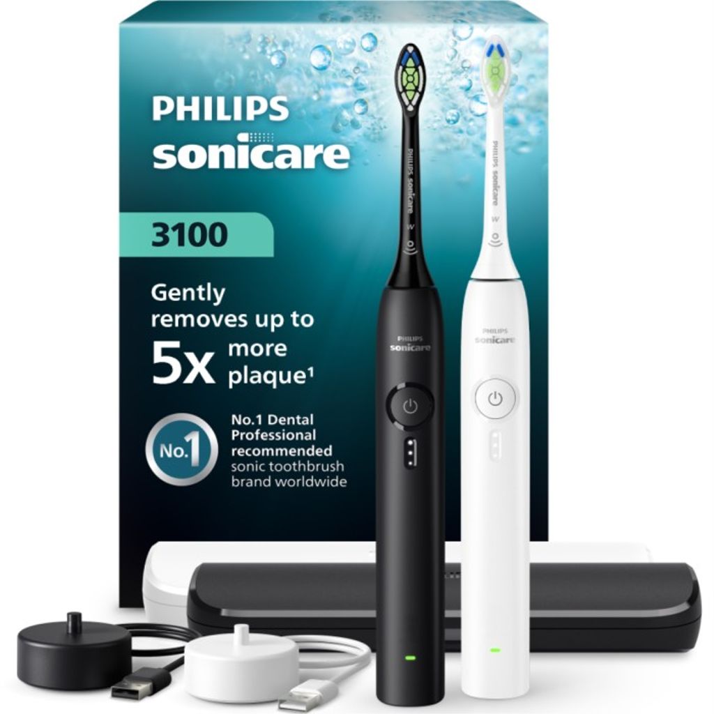 Philips Sonicare 3100 Series eltandborste 2-pack – Svart/Vit