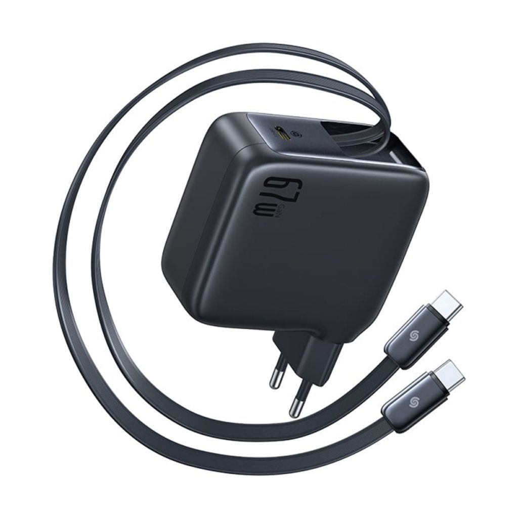 Baseus EnerCore CJ21 Vegglader 67W med Uttrekkbare USB-C-kabler - Svart