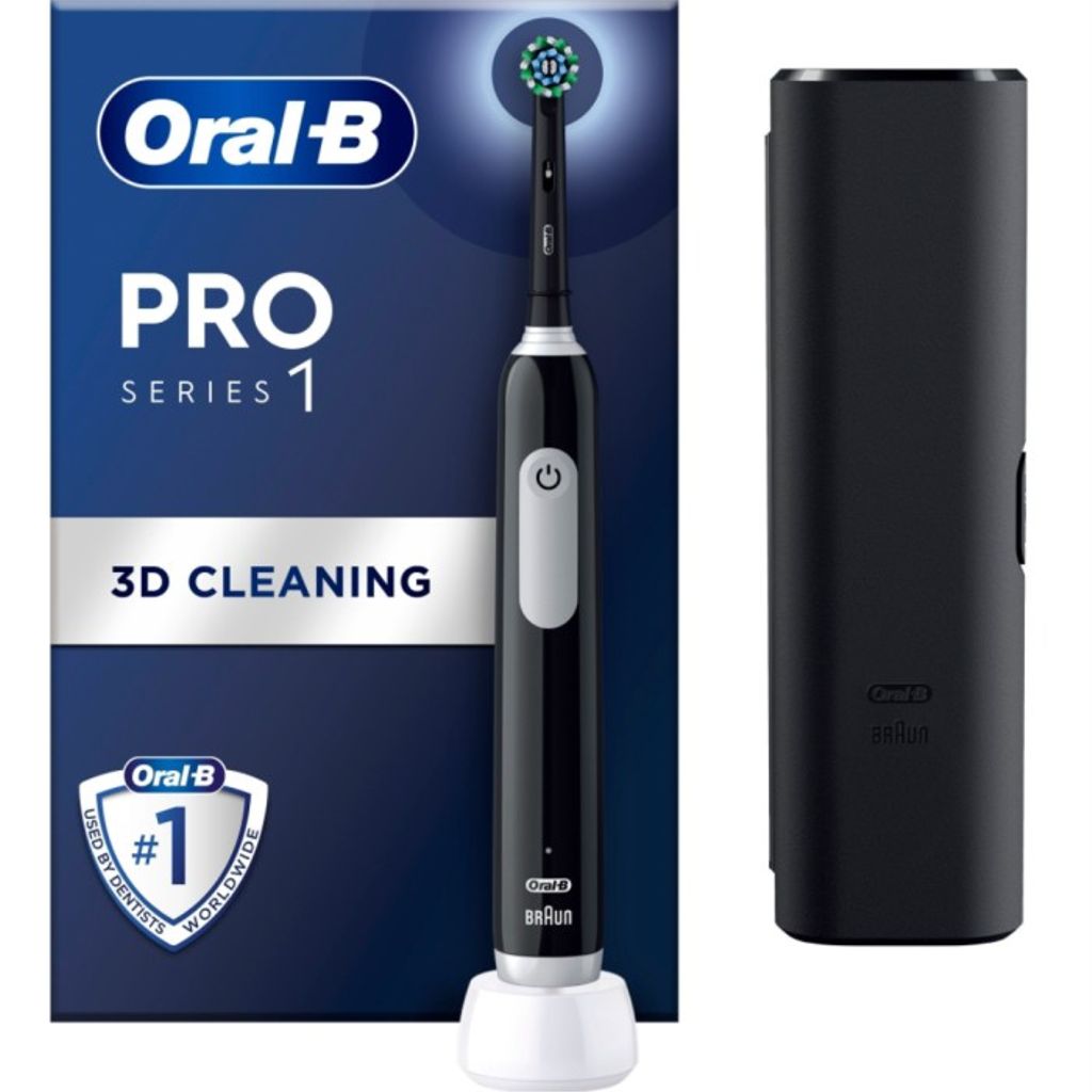 Oral-B Pro Series 1 Cross Action sähköhammasharja matkakotelolla - musta
