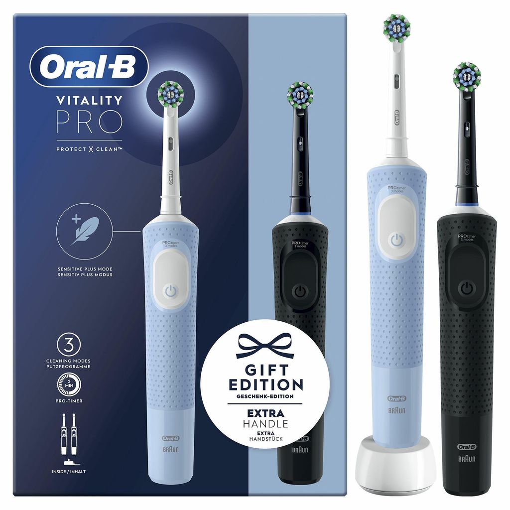 Oral-B Eltandborste Vitality Duo 2-pack – svart / blå / vit