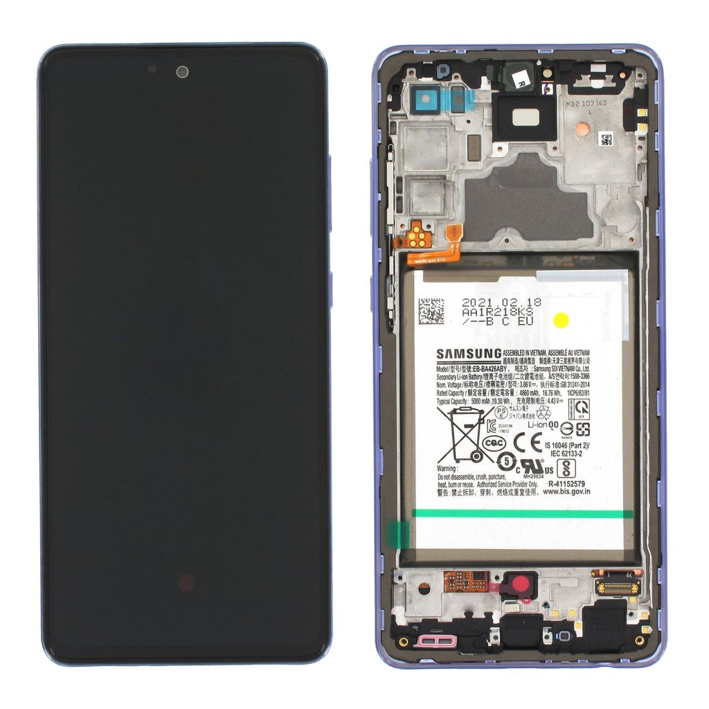 Samsung Galaxy A72 LCD-skärm med batteri original - Awesome Violet