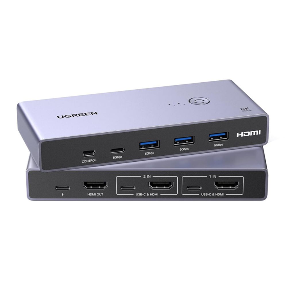 UGREEN 8K KVM-kytkin HDMI/USB-A/USB-C-porteilla