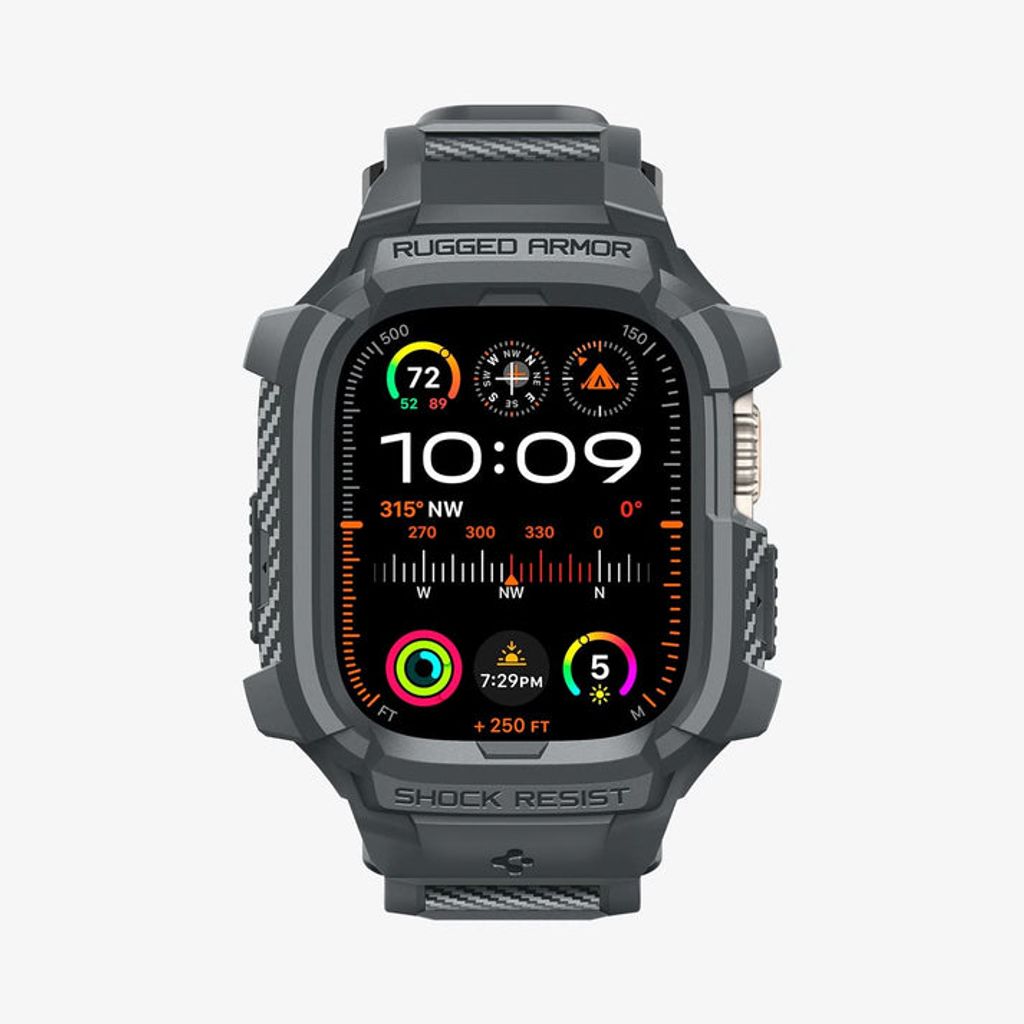 Spigen Apple Watch Ultra 4/3/2/1 49mm Kellonranneke & Kuori Rugged Armor Pro - Harmaa