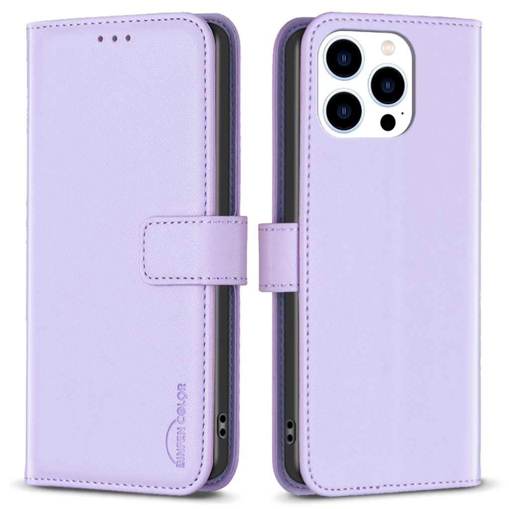 BINFEN COLOR iPhone 14 Pro Wallet Cover Stand Card Holder - Purple