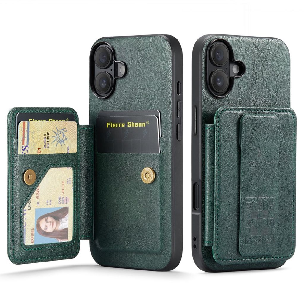 FIERRE SHANN iPhone 16 Case with Card slots - Green