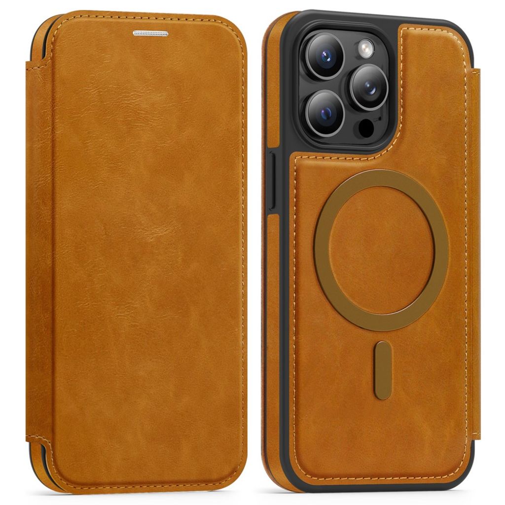 iPhone 14 Pro Max MagSafe RFID Blocking Wallet Cover - Brown