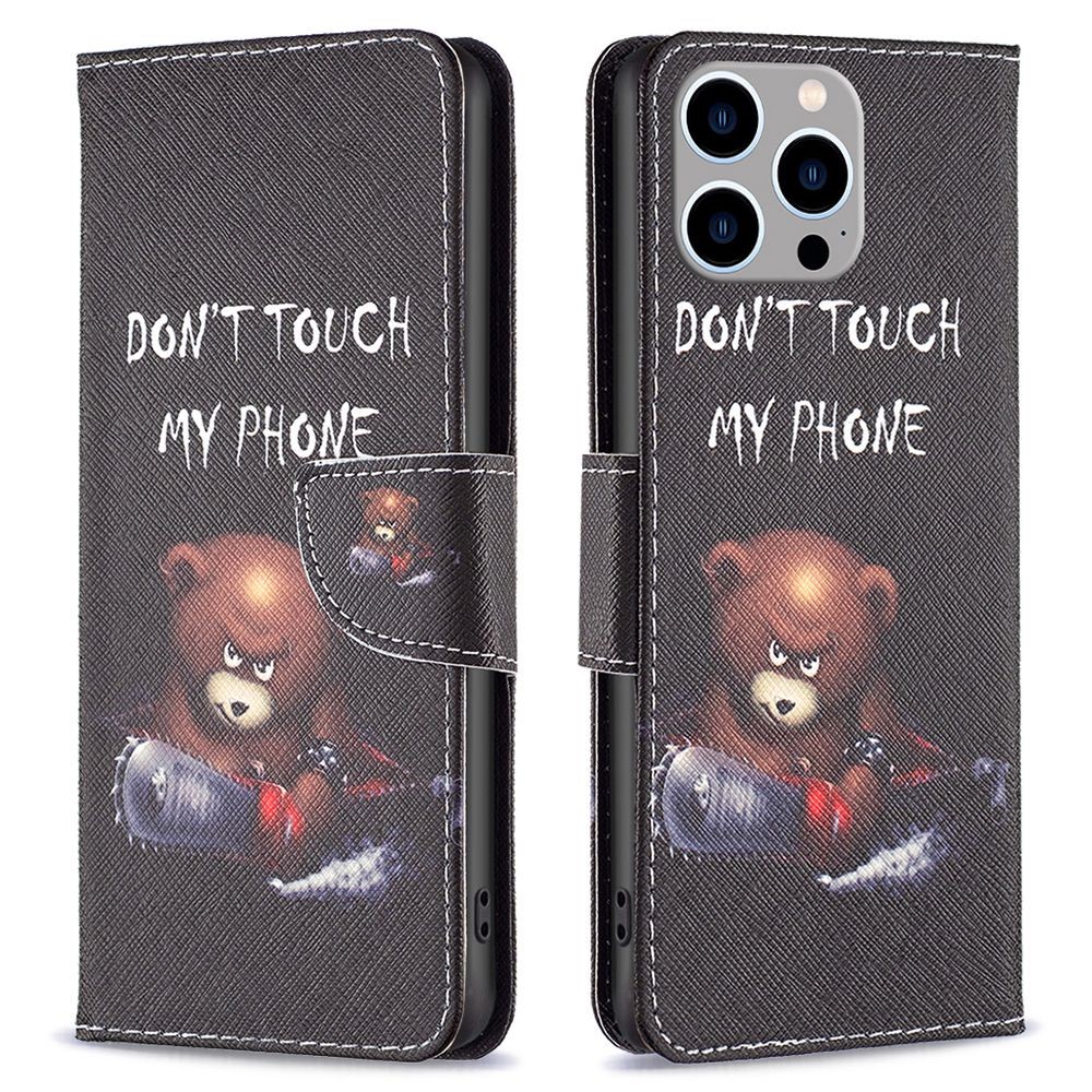 PU Leather Stand Suoja iPhone 14 Pro Max - Bear