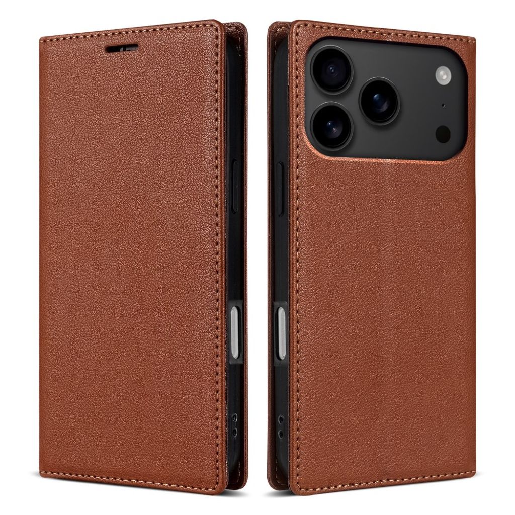 iPhone 18 Pro/17 Pro Lommeboketui med stativ - Brun