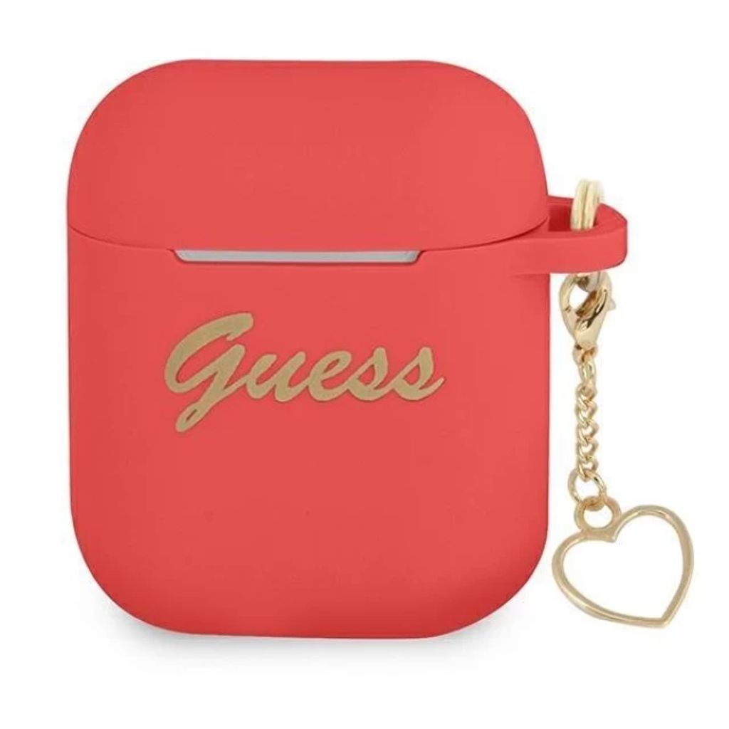 Guess Charm Heart Silikon Fodral till AirPods 1/2 - Röd