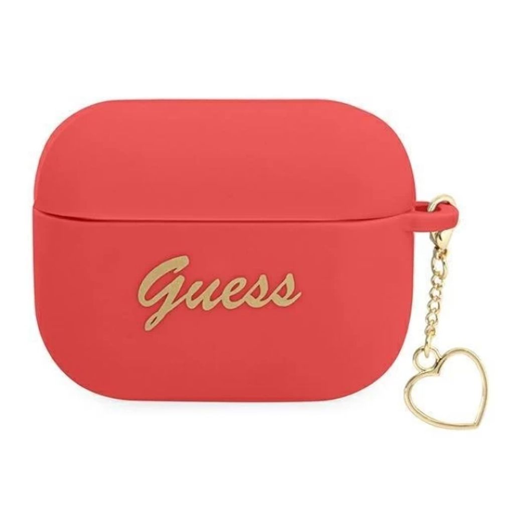 Guess Charm Heart Silikon Fodral till AirPods Pro - Röd