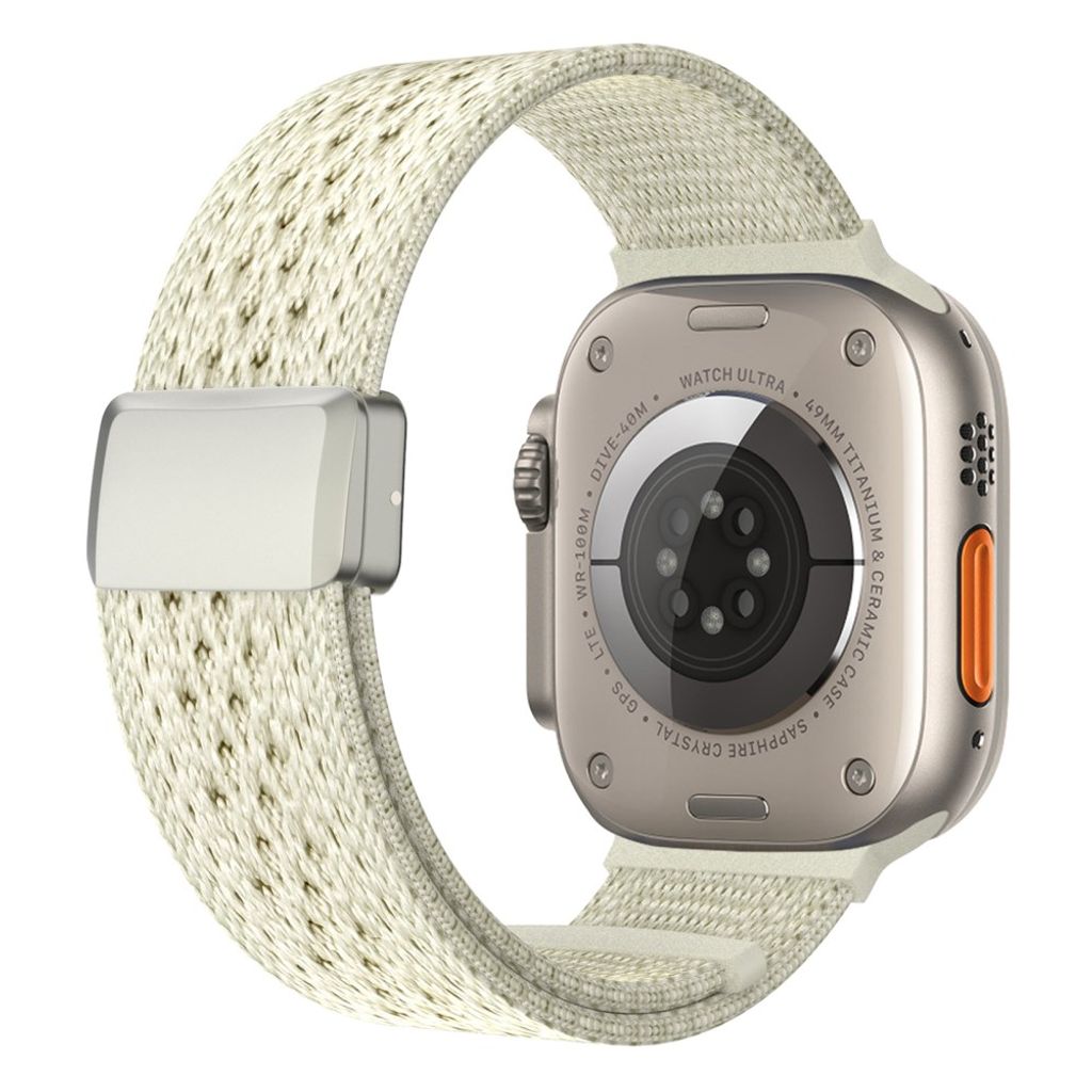Apple Watch 42/41/40/38mm Klokkereim i nylonblonderdesign - Hvit