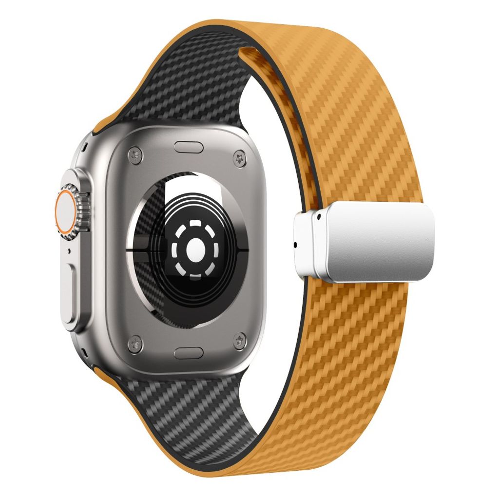 Apple Watch 42 / 41/ 40 / 38mm Klockarmband kolfibertextur - Ljusbrun/Svart
