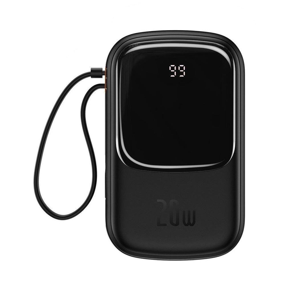 Baseus Qpow Digital Display powerbank 20000mAh 20W med innebygd Lightning (svart)