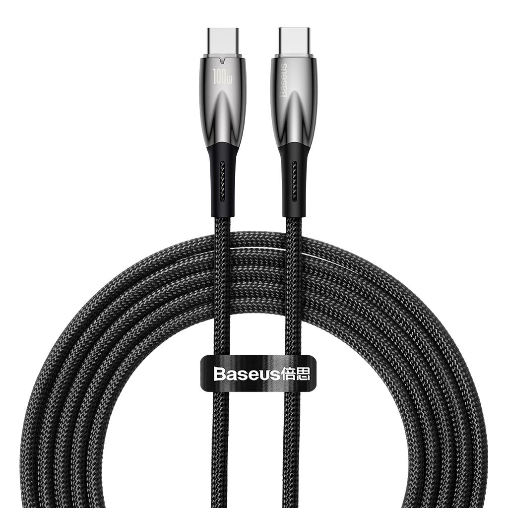 Baseus Glimmer Series Fast Charging Cable USB-C 480Mbps PD 100W 2m Sort