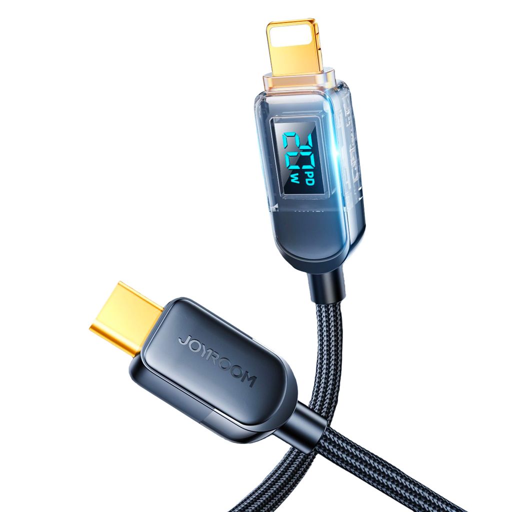 Joyroom A4 USB-C / Lightning kabel 20W 1.2m med display - sort