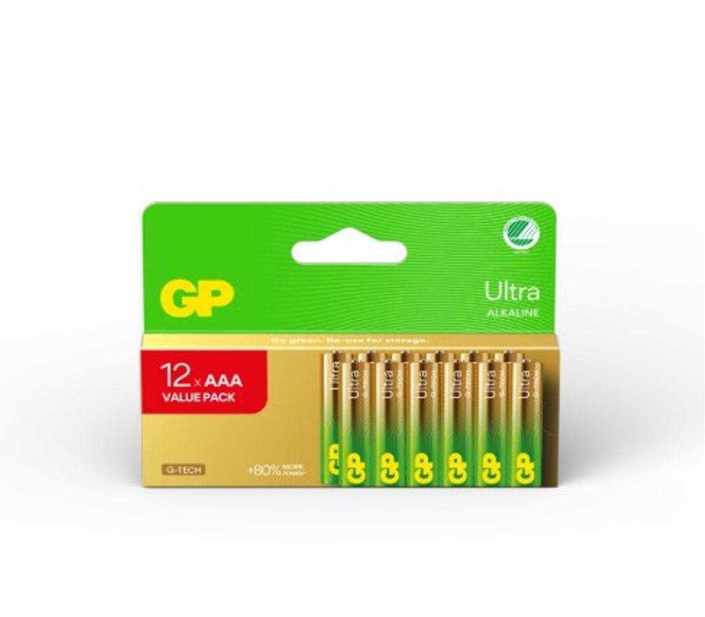 GP Ultra Alkaline AAA-batteri, 24AU/LR03, 12-pakning