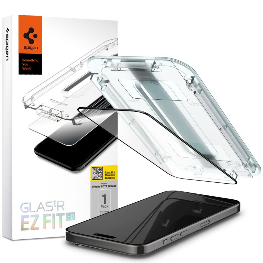 Spigen Glas.tR EZ Fit FC Skjermbeskytter til iPhone 15 Pro Max