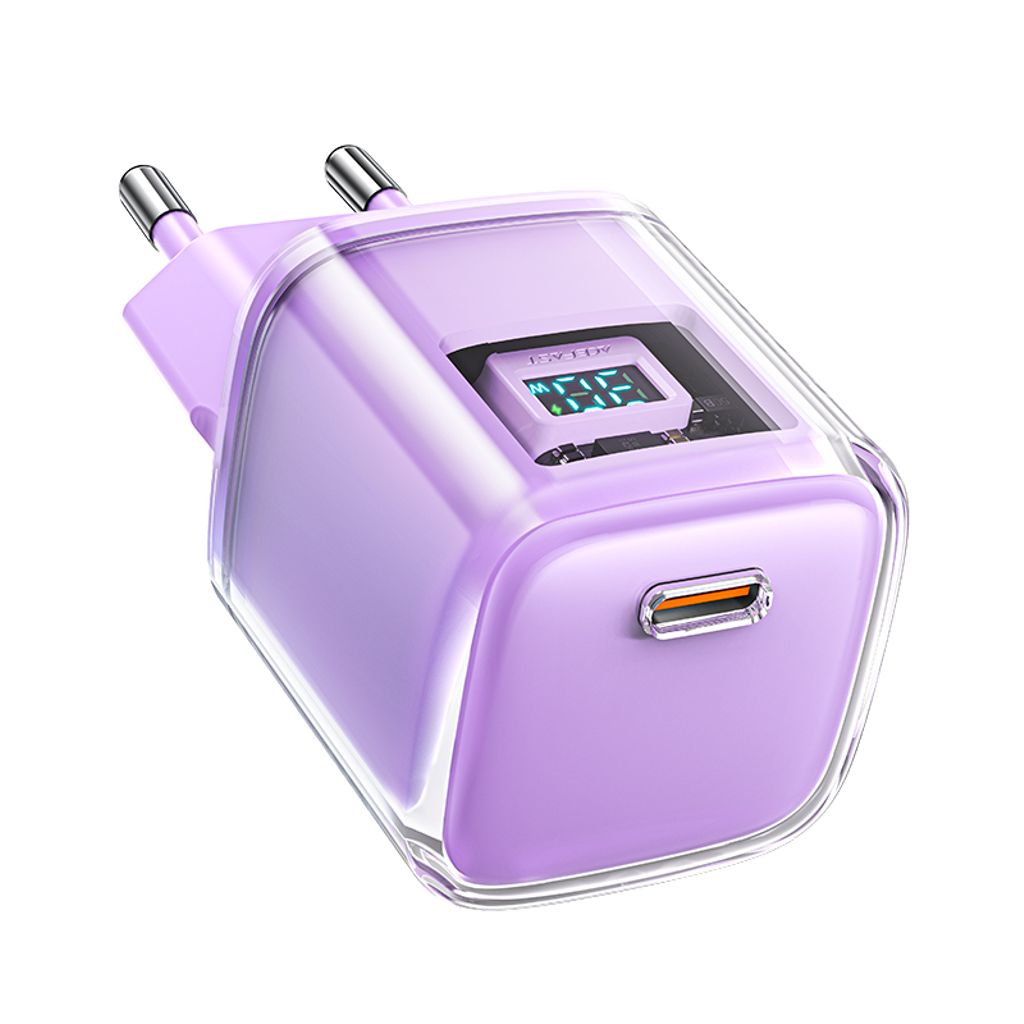 Acefast A53 PD 30W GaN USB-C laddare med display - lila
