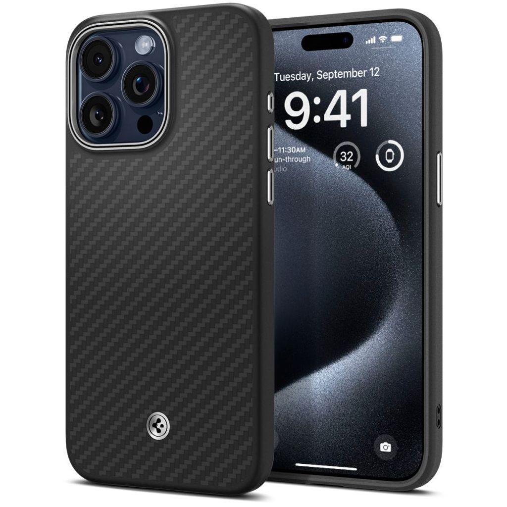 Spigen Enzo Aramid MagSafe Deksel til iPhone 15 Pro Max - Matte Black