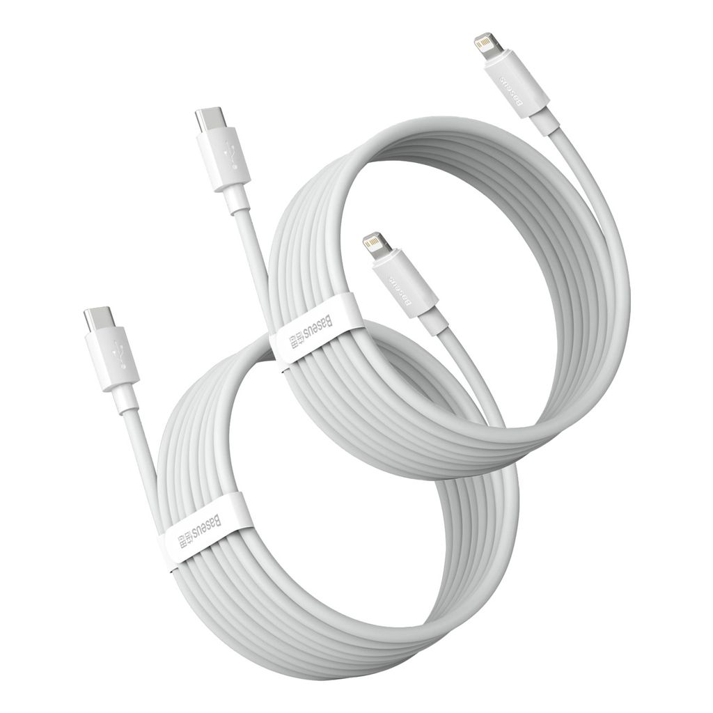 Baseus Simple Wisdom Lightning / USB-C kabel 20W 1.5 m 2 stk. - hvid