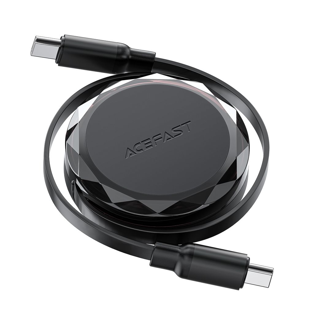 Acefast C13-03 USB-C til USB-C 60W retrækkeligt kabel – Sort