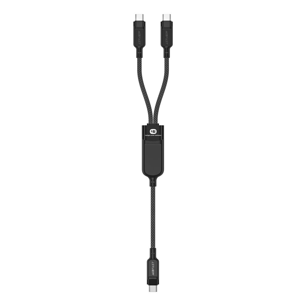 Acefast C5 USB-C til USB-C 2-i-1 kabel 100W 480Mb/s svart 1,2m
