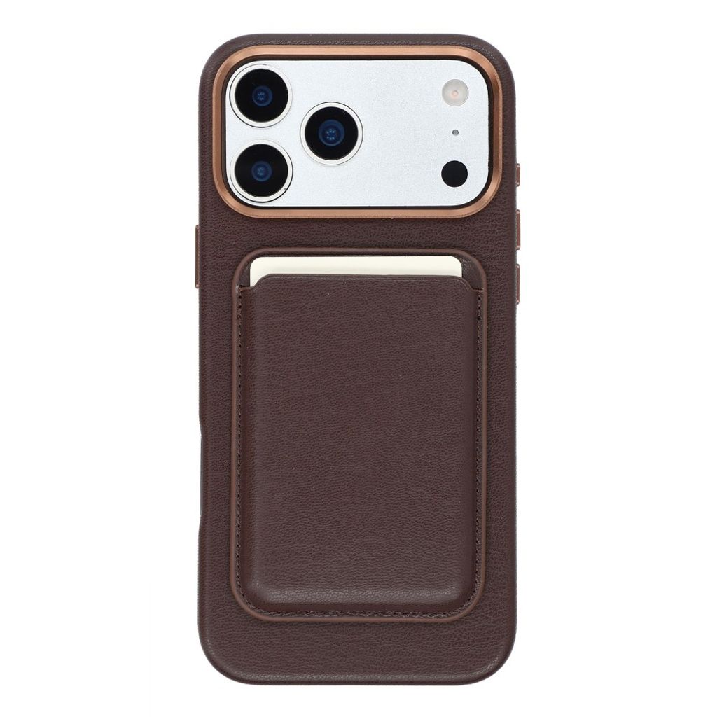 iPhone 18 Pro/17 Pro Deksel med kortlomme PU-skinn - Mørk Brun