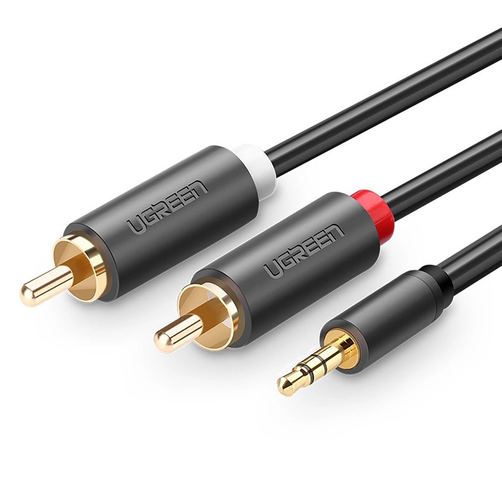 Ugreen AV102 10510 minijack till 2RCA-kabel 2m grå